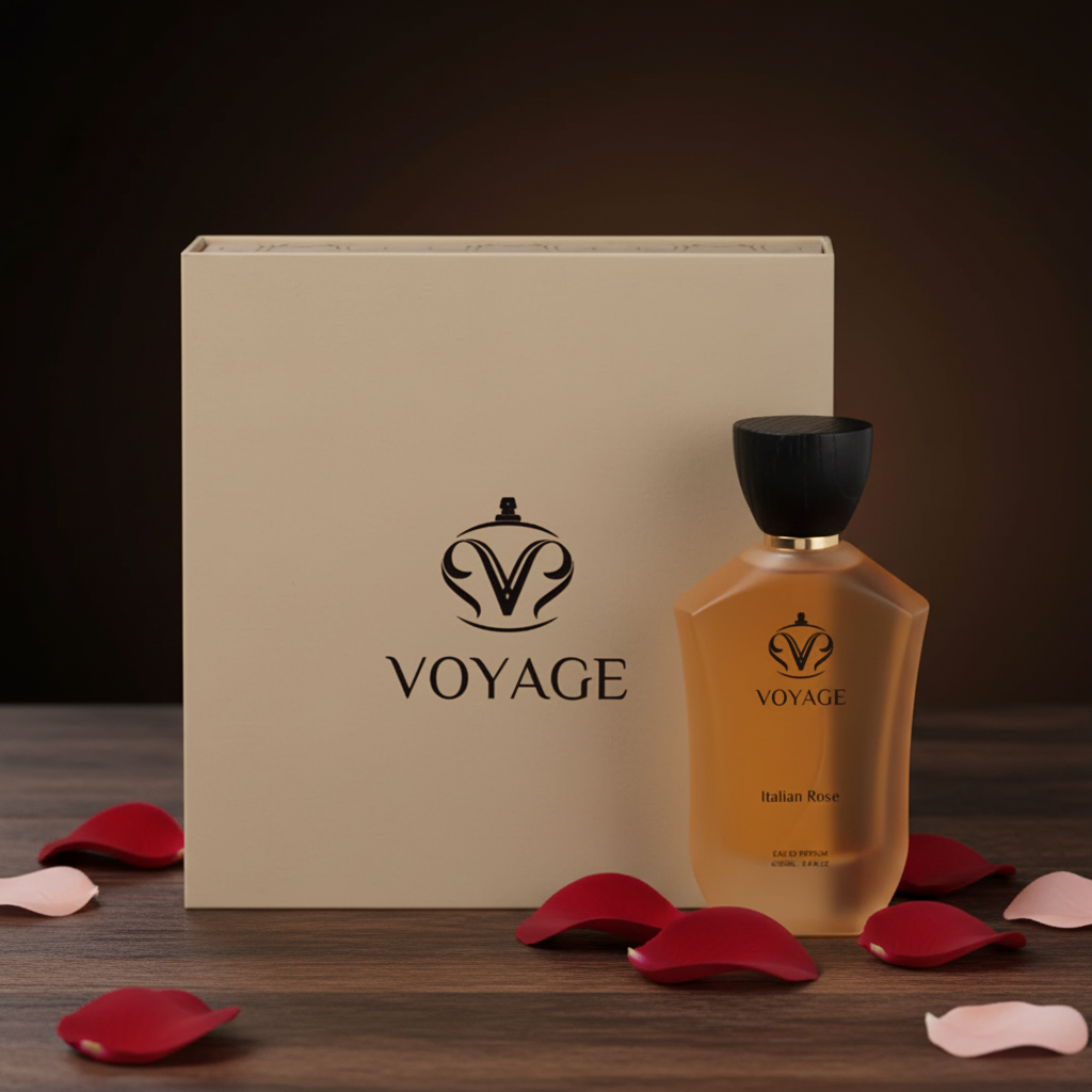 Italian Rose with Box - Dark Wood Background